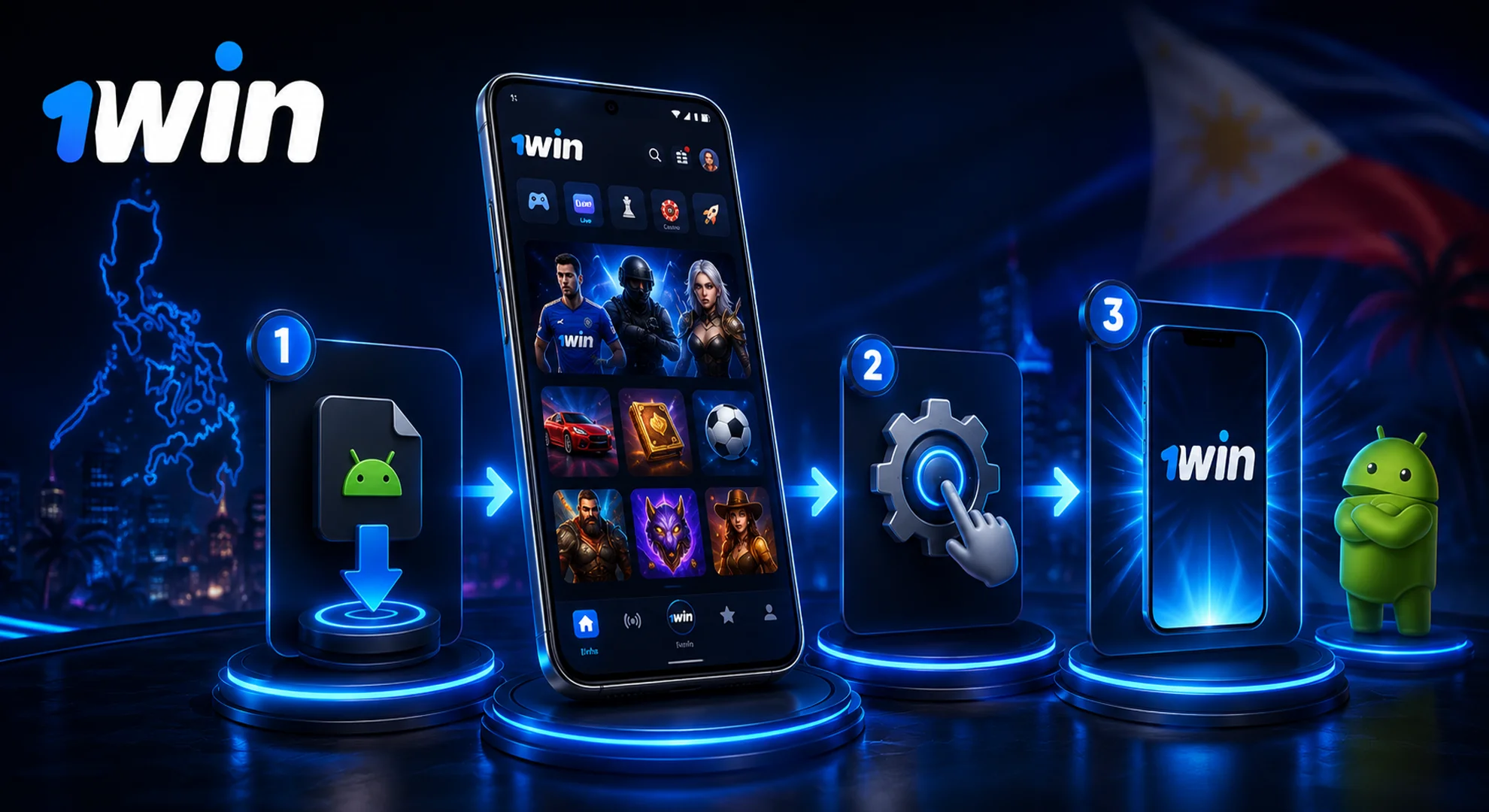 1win android app installation Philippines