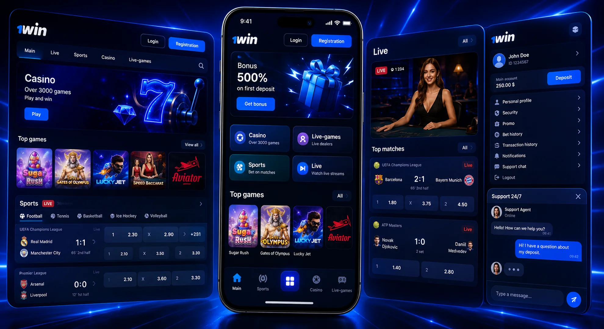1win app features Philippines